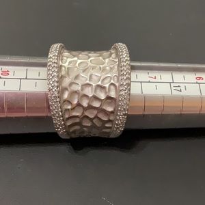 Gorgeous EFFY HAMMERED Sterling Silver with Diamonds Ring Size 8 Retail $1400